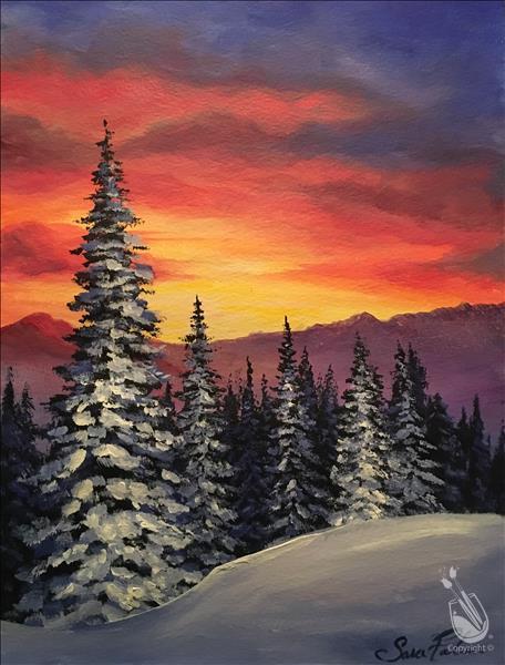 Sunset Over Snowy Pines 1